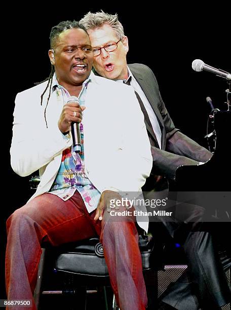 Earth, Wind & Fire singer Philip Bailey and producer/composer David Foster perform during the "Hit Man: David Foster and Friends" concert at the...