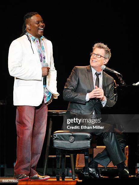 Earth, Wind & Fire singer Philip Bailey and producer/composer David Foster perform during the "Hit Man: David Foster and Friends" concert at the...