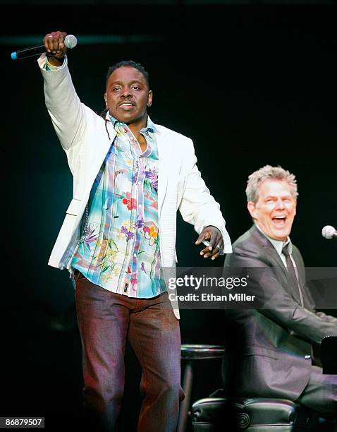 Earth, Wind & Fire singer Philip Bailey and producer/composer David Foster perform during the "Hit Man: David Foster and Friends" concert at the...