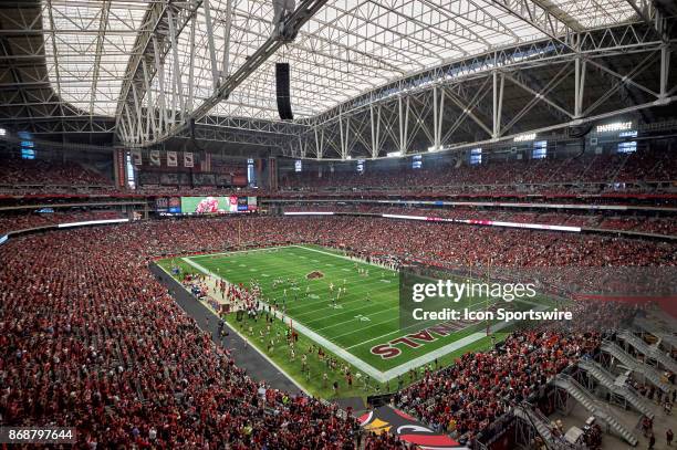 General view of the University of Phoenix Stadium during the NFL game between the Arizona Cardinals and the San Francisco 49ers at the University of...