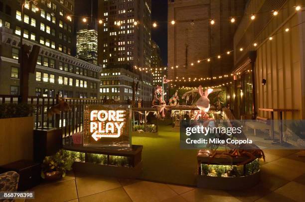 View of the mini-golf course during Heidi Klum's 18th Annual Halloween Party presented by Party City and SVEDKA Vodka at Magic Hour Rooftop Bar &...