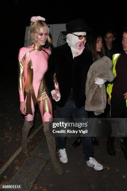 Claudia Schiffer and Matthew Vaughn seen attending Jonathan Ross - Halloween party on October 31, 2017 in London, England.