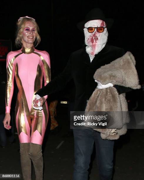 Claudia Schiffer and Matthew Vaughn seen attending Jonathan Ross - Halloween party on October 31, 2017 in London, England.