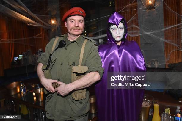 Mike Myers and Kelly Tisdale attend Heidi Klum's 18th Annual Halloween Party presented by Party City and SVEDKA Vodka at Magic Hour Rooftop Bar &...