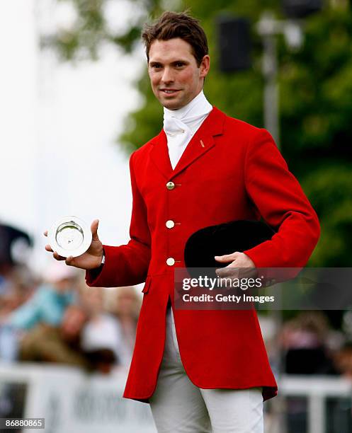 Harry Mead of Great Britain after the show jumping at The Mitsubishi Motors Badminton Horse Trials in the HSBC FEI Classics Series at Badminton on...