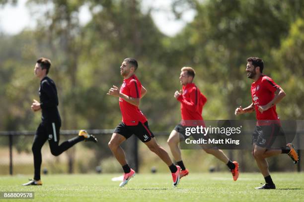 Jaushua Sotirio of the Wanderers runs during a Western Sydney Wanderers A-League training session at Blacktown International Sportspark on November...