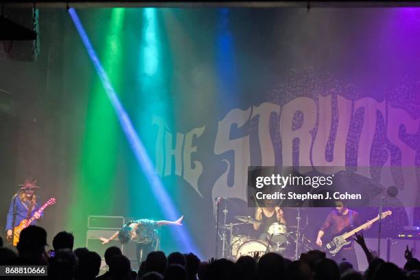 Adam Slack, Luke Spiller, Gethin Davies, and Jed Elliott of The Struts performs at Mercury Ballroom on October 31, 2017 in Louisville, Kentucky.