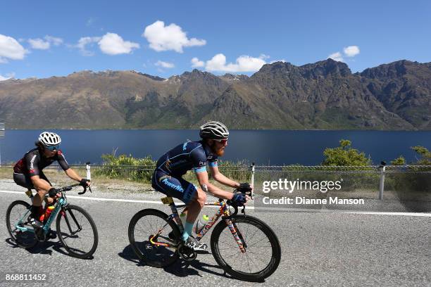Alex Heaney of Cambridge, Powernet , heads towards Frankton during stage 3, from Mossburn to Coronet Peak, during the 2017 Tour of Southland on...