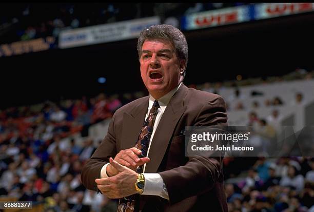 New Jersey Nets coach Chuck Daly on sidelines during game vs Orlando Magic. Meadowlands, New Jersey, 3/4/93