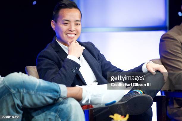 Creator, Executive Producer Alan Yang speaks onstage at the HRTS Hosts Annual Hitmakes Luncheon at The Beverly Hilton Hotel on October 31, 2017 in...