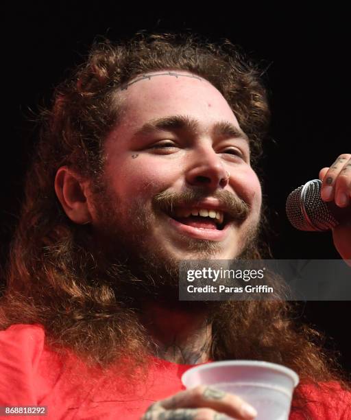 Rapper Post Malone performs in concert at Center Stage on October 31, 2017 in Atlanta, Georgia.