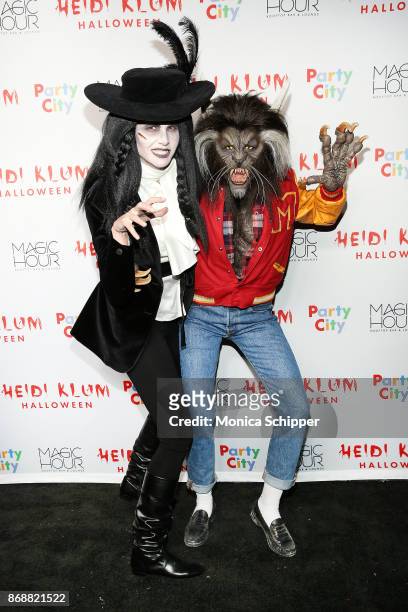 Desiree Gruber and Heidi Klum attends Heidi Klum's 18th Annual Halloween Party at Magic Hour Rooftop Bar & Lounge on October 31, 2017 in New York...