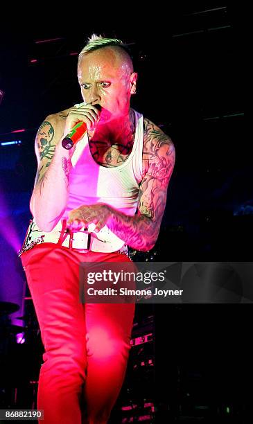 Keith Flint of The Prodigy performs live on the Main stage during day two of 'Radio 1's Big Weekend' at Lydiard Country Park on May 10, 2009 in...