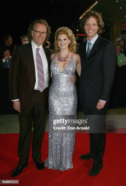 Andre Rieu, Marisia and Pierre Rieu arrive for the premiere of Andre Rieu's 'Live In Australia' at the Entertainment Quarter on May 10, 2009 in...