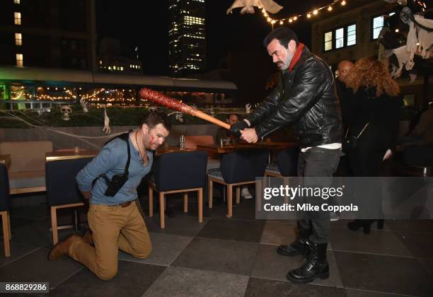 Todd Davis and Jamie McCarthy attend Heidi Klum's 18th Annual Halloween Party presented by Party City and SVEDKA Vodka at Magic Hour Rooftop Bar &...