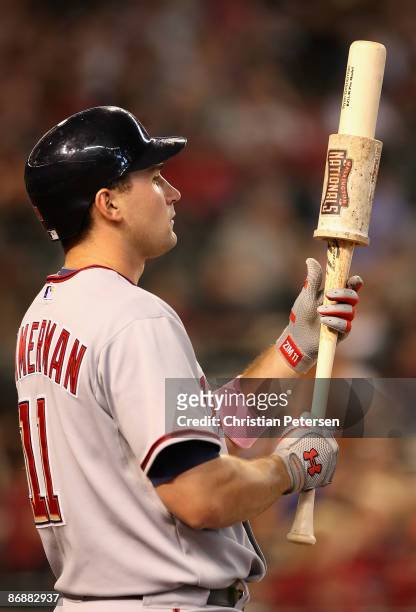 Ryan Zimmerman of the Washington Nationals warms up on deck during the major league baseball game against the Arizona Diamondbacks at Chase Field on...