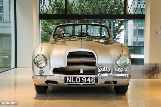 An Aston Martin Lagonda Ltd. DB2 DHC automobile sits on display at a showroom in Tokyo, on Wednesday, Nov 1., 2017. The luxury sports-car maker...