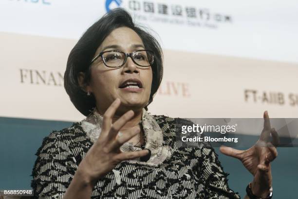 Mulyani Indrawati, Indonesia's finance minister, speaks during the FT-AIIB Summit in Hong Kong, China, on Wednesday, Nov. 1, 2017. The one day...