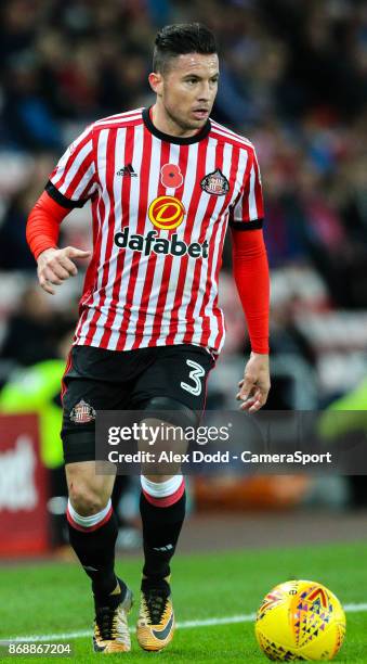 Sunderland's Bryan Oviedo during the Sky Bet Championship match between Sunderland and Bolton Wanderers at Stadium of Light on October 31, 2017 in...