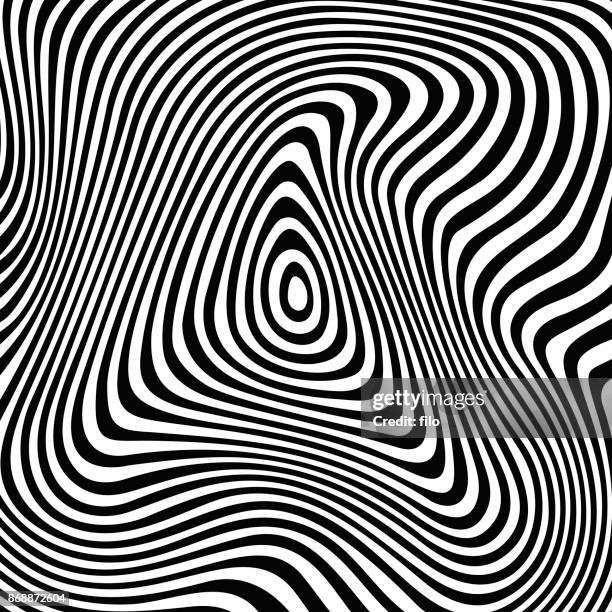 black and white line wave abstract background - optical illusion stock illustrations