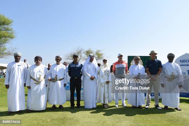 His Excellency Sultan bin Salem Al Habsi, Deputy Chairman of the Board of Governors of the Central Bank of Oman, poses with Aaron Rai of England,...