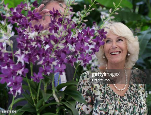 Camilla, Duchess of Cornwall takes part in an Orchid Naming ceremony - where she and the Prince of Wales had a new orchid named after them,...