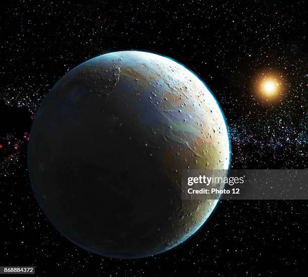 View of Pluto, artist's impression based on 2015 NASA image.