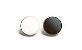 Blank black and white round gold lapel badge mock up