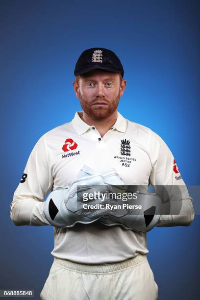 Jonny Bairstow of England poses during the 2017/18 England Ashes Squad portrait session at the WACA on November 1, 2017 in Perth, Australia.