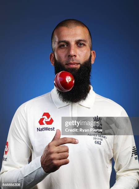 Moeen Ali of England poses during the 2017/18 England Ashes Squad portrait session at the WACA on November 1, 2017 in Perth, Australia.