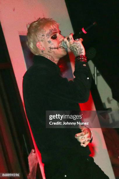 Lil Peep performs at Highline Ballroom on October 31, 2017 in New York City.