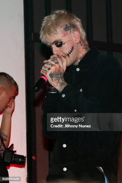 Lil Peep performs at Highline Ballroom on October 31, 2017 in New York City.