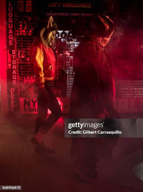 Model Heidi Klum is seen performing Michael Jackson's 'Thriller' during Heidi Klum's 18th Annual Halloween Party at Magic Hour Rooftop Bar & Lounge...