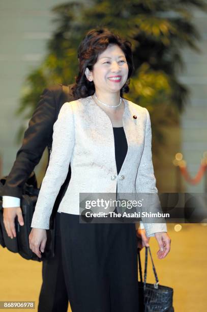 Internal Affairs Minister Yoko Kamikawa is seen on arrival at the prime minister's official residence on November 1, 2017 in Tokyo, Japan. The ruling...
