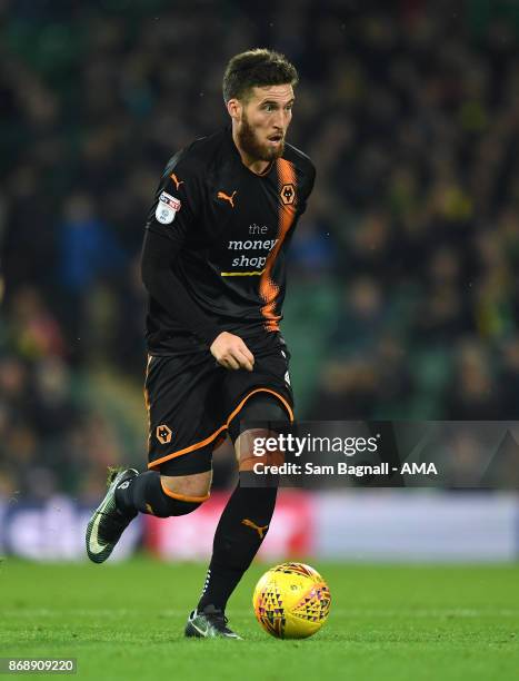 Matt Doherty of Wolverhampton Wanderers during the Sky Bet Championship match between Norwich City and Wolverhampton at Carrow Road on October 31,...