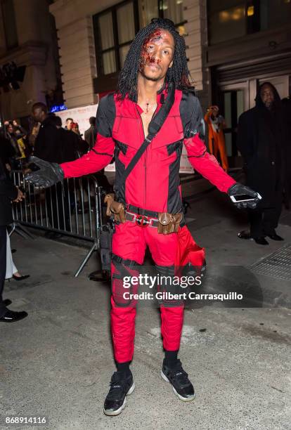 Laurent Nicolas Bourgeois of Les Twins is seen during Heidi Klum's 18th Annual Halloween Party at Magic Hour Rooftop Bar & Lounge on October 31, 2017...
