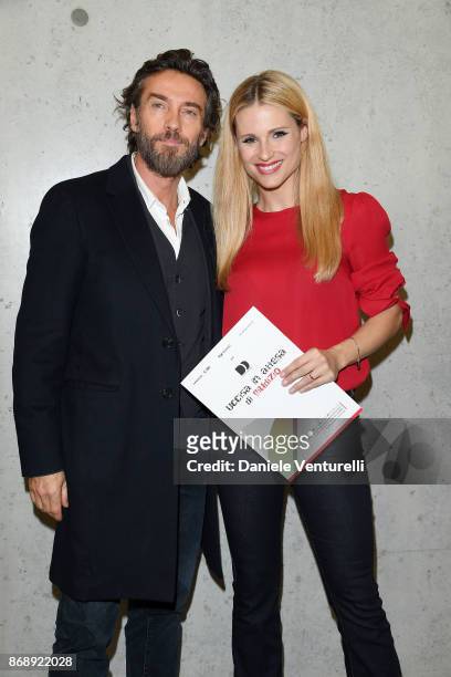 Alessio Boni and Michelle Hunziker attends Doppia Difesa - Uccisa In Attesa Di Giudizio screening during the 12th Rome Film Fest at Maxxi on November...