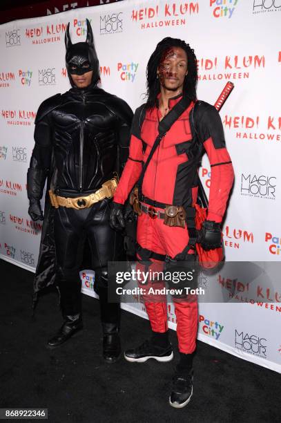 Laurent Bourgeois and Larry Nicolas Bourgeois attend Heidi Klum's 18th annual Halloween party at Magic Hour Rooftop Bar & Lounge on October 31, 2017...