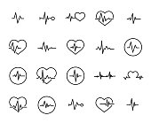 Simple collection of cardiogram related line icons