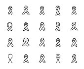 Modern outline style HIV icons collection.
