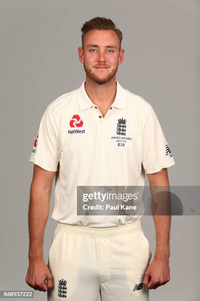 Stuart Broad poses during the 2017/18 England Ashes Squad headshots session at the Fraser Suites on November 1, 2017 in Perth, Australia.