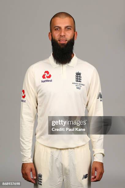 Moeen Ali poses during the 2017/18 England Ashes Squad headshots session at the Fraser Suites on November 1, 2017 in Perth, Australia.