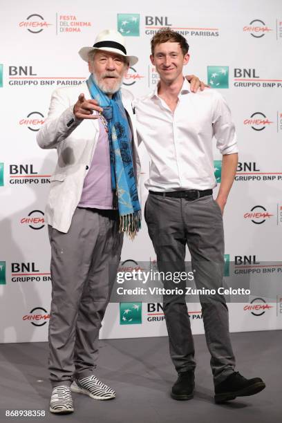 Joe Stephenson and Ian McKellen attend 'McKellen: Playing The Part' photocall during the 12th Rome Film Fest at Auditorium Parco Della Musica on...