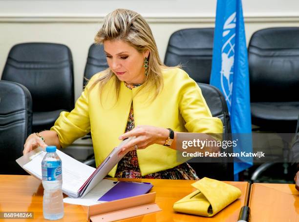 Queen Maxima of The Netherlands visits the local UN office, local and national banks on November 1, 2017 in Abuja, Nigeria.