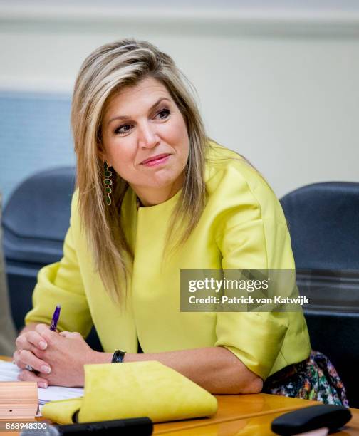 Queen Maxima of The Netherlands visits the local UN office, local and national banks on November 1, 2017 in Abuja, Nigeria.