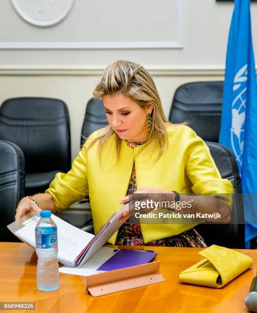 Queen Maxima of The Netherlands visits the local UN office, local and national banks on November 1, 2017 in Abuja, Nigeria.