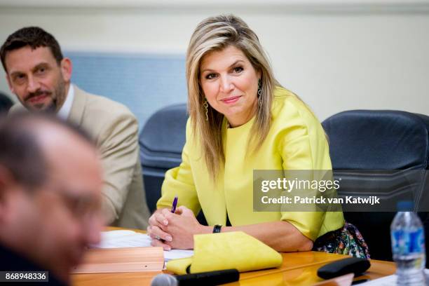 Queen Maxima of The Netherlands visits the local UN office, local and national banks on November 1, 2017 in Abuja, Nigeria.