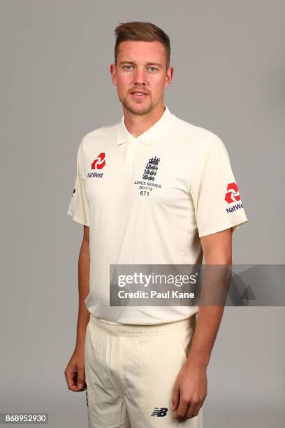 Jake Ball poses during the 2017/18 England Ashes Squad headshots session at the Fraser Suites on November 1, 2017 in Perth, Australia.