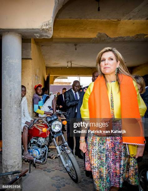 Queen Maxima of The Netherlands visits Diamond Yellow bank agencies of the Diamond Bank of Nigeria on November 1, 2017 in Abuja, Nigeria.