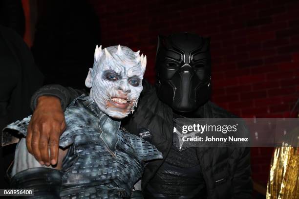 Tyran "Ty Ty" Smith and Charlamagne tha God attend the Lenny S. & LaLa Anthony Halloween Party at TAO Downtown on October 31, 2017 in New York City.